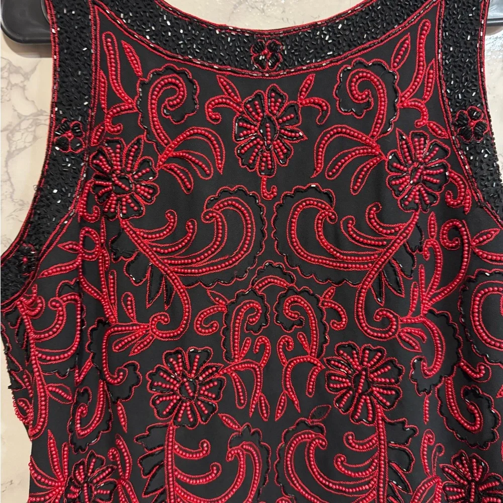 Embroidered Black and Red Women's Top - Picture 2 of 7